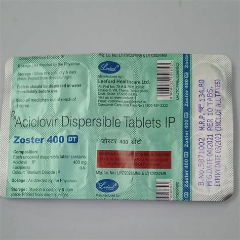 Zoster Aciclovir Dispersible Ip Tablets At Rs Strip Acyclovir