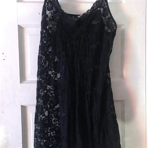 Black Lace Mini Dress Lingerie Goth Depop