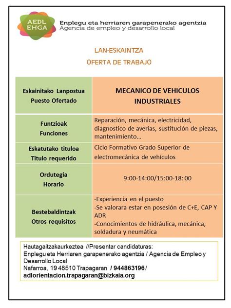 Agencia De Empleo Y Desarrollo Local Trapagaran Aedl Oferta Empleo