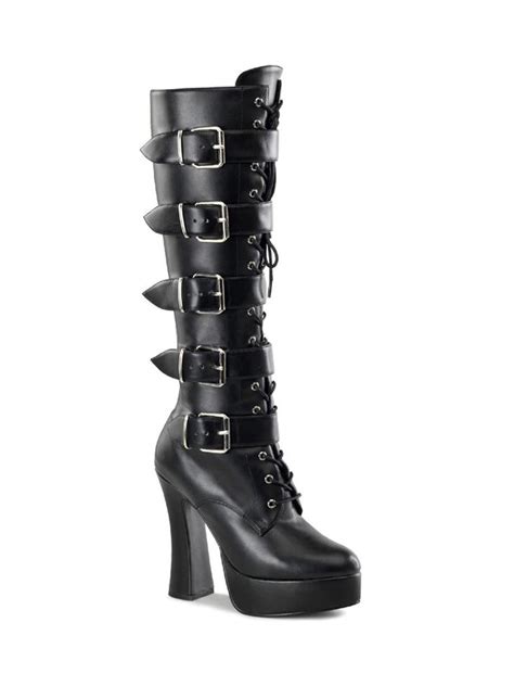 Gothic Platform Boots: Electra-2042 with Buckles & Zipper