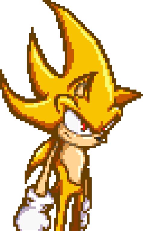 Perfected Super Sonic Battle Style Pixel Art By Andreirei