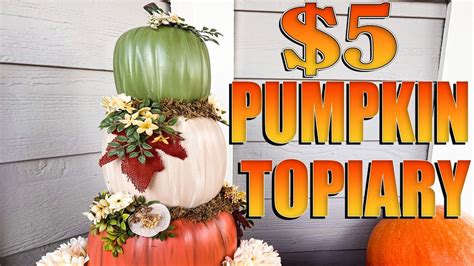 Five Below 5 Stacking Pumpkins Topiary Makeover Easy Fall Diy Project Pumpkin Topiary