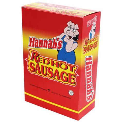 Hannah S Red Hot Sausages 50 Pickled Sausages Per Box