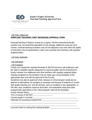 Fillable Online Overload Teaching Approval Form Fax Email Print