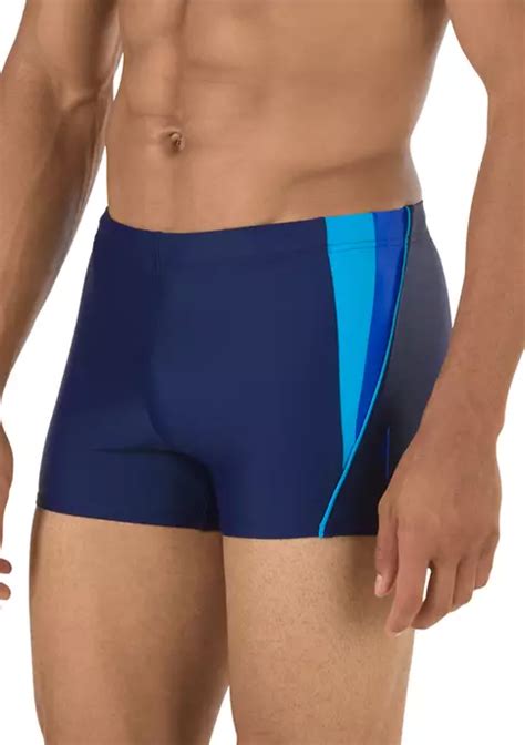 Speedo® Fitness Splice Square Leg Swim Trunks Belk