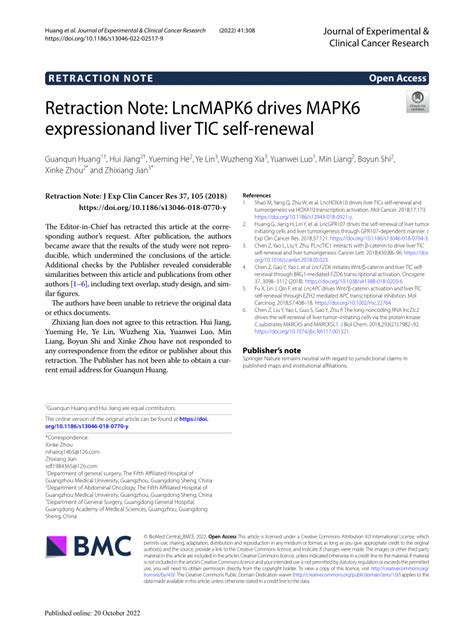 Pdf Retraction Note Lncmapk Drives Mapk Expressionand Liver Tic