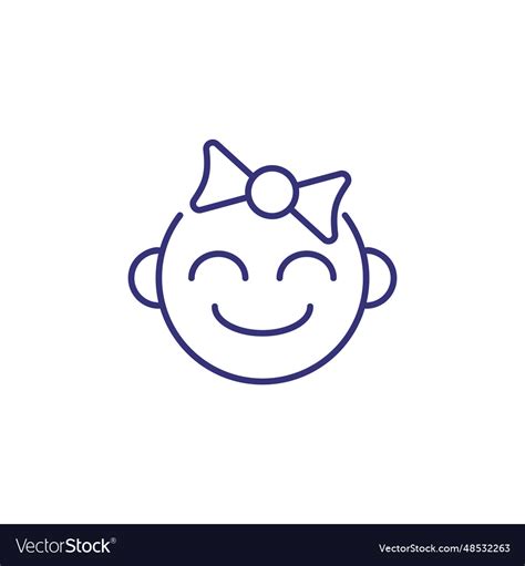 Girl Face Line Icon Royalty Free Vector Image Vectorstock