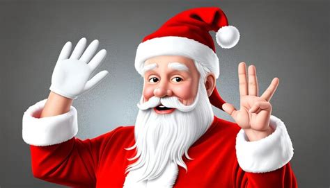 Premium Photo Cartoon Funny Santa Waving Hand Isolated On White