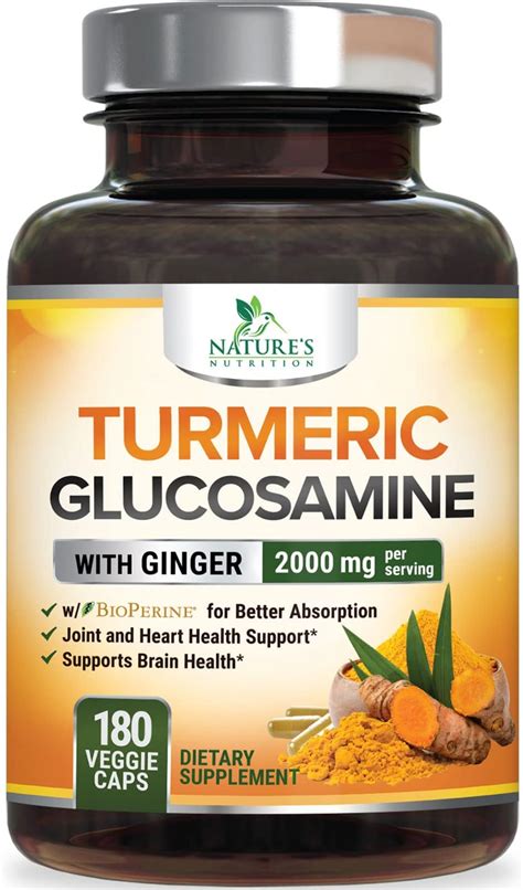 Turmeric Curcumin With Bioperine Ginger And Glucosamine 95 Curcuminoids 2000mg Black