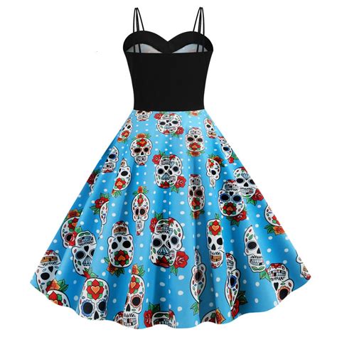 Sugar Skull Print Gothic Dress Awesome Skulls