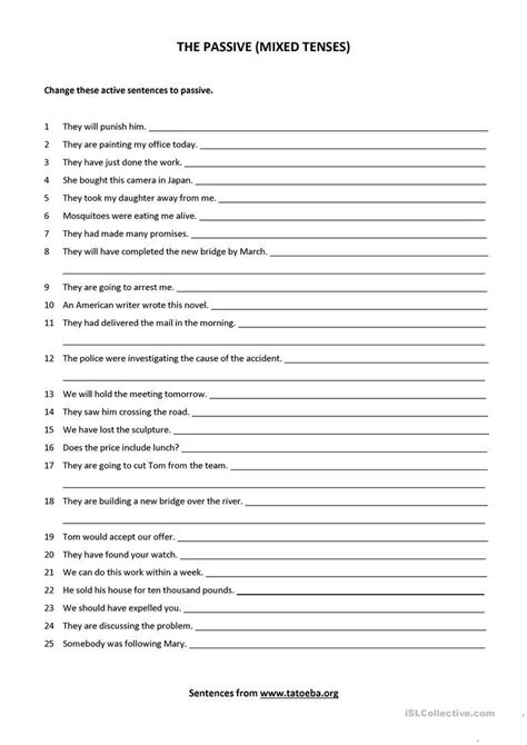 Passive Voice Mixed Tenses Worksheet Hot Sex Picture