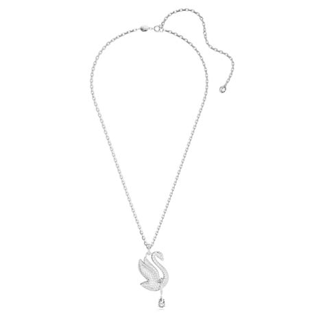 Collana Swarovski Iconic Swan Cigno Lunga Bianca Placcato Rodio