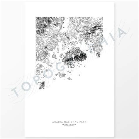 Acadia National Park Maine Topographic Print By Topographia Acadia National Park National Parks