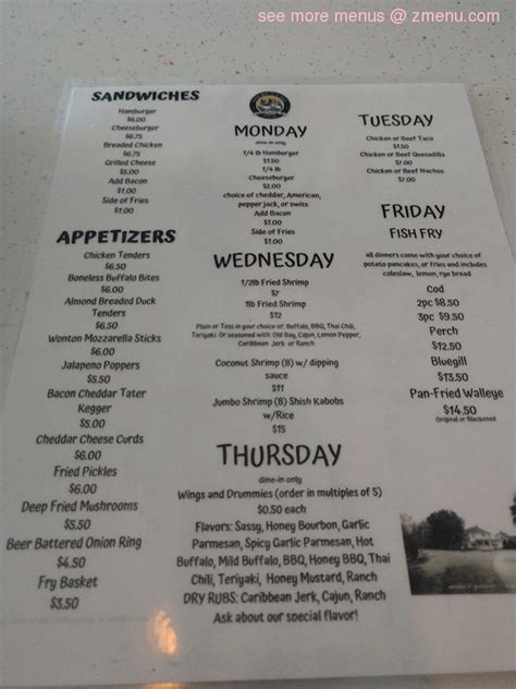 Menu at Golden Lake Pub, Oconomowoc