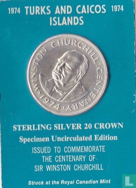 Turks En Caicoseilanden 20 Crown 1974 100th Anniversary Birth Of