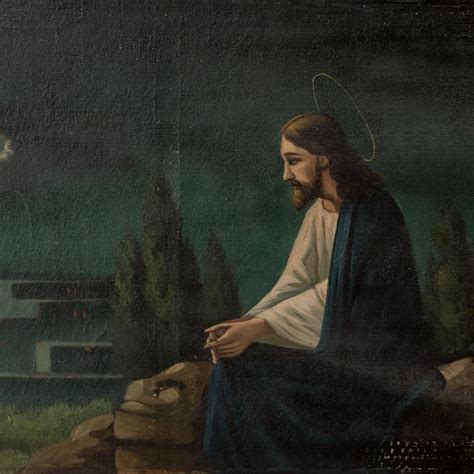 Original Oil on Canvas Painting of Jesus Praying in a Garden