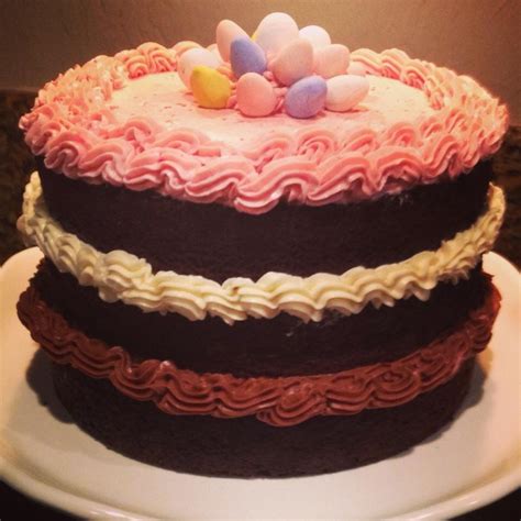 Neapolitan Semi Naked Cake For Easter 2015 CakeCentral