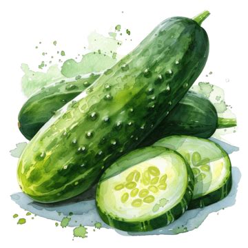 Watercolor Cucumber Vegetable Clip Art Cucumber Watercolor Hand Png