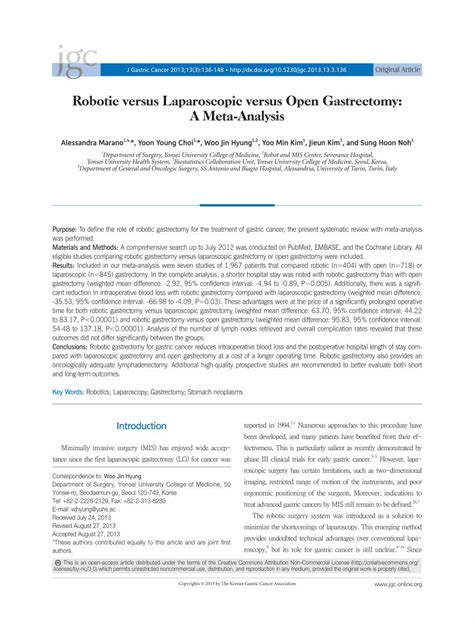 PDF Robotic Versus Laparoscopic Versus Open Gastrectomy A DOKUMEN TIPS