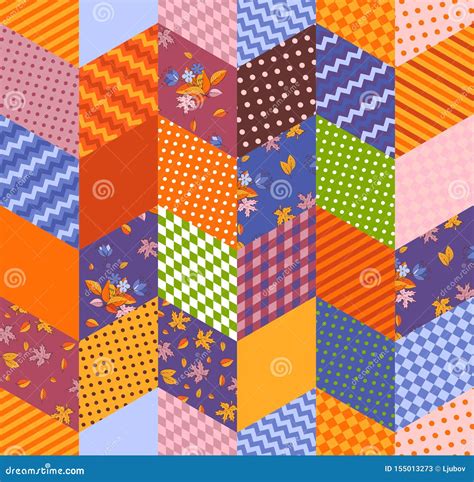 Colorful Seamless Patchwork Pattern Quilting Design Stock Vector