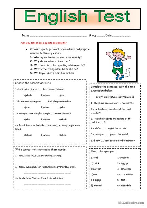 Grammar Test English Esl Worksheets Pdf And Doc