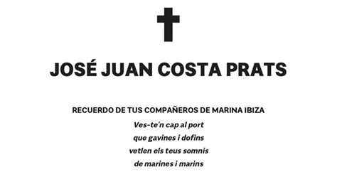 Esquela Jos Juan Costa Prats Marina Ibiza Diario De Ibiza