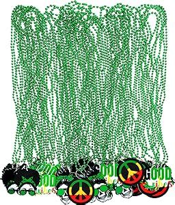 Amazon Sasylvia 60 Pcs Pot Leaves Bead Necklaces Green Metallic