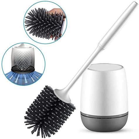 TPR Silicone Head Bathroom Accessories Toilet Brush Quick Drain Wall