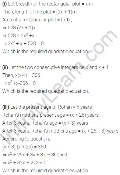 Ncert Solutions For Class 10 Maths Chapter 4 Quadratic Equations Ex 41 Infinity Learn By Sri