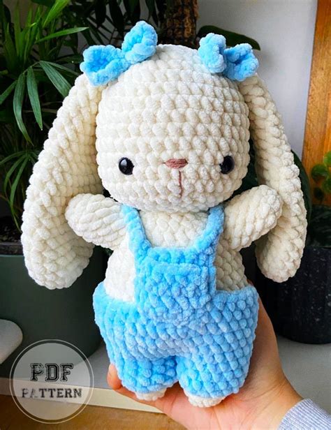 Crochet Bunny In Overalls Pdf Pattern Etsy Australia