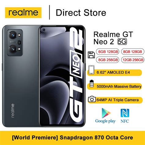 Realme teléfono inteligente GT Neo 2 5G móvil con NFC pantalla FHD de