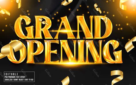 Grand Opening Golden Prestige Party 3d Text Effect Photoshop Premium