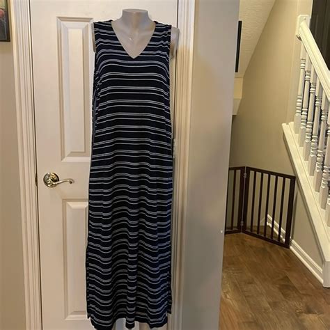 J Jill Dresses Jjill Wearever Collection Stripe Maxi Dress Xl