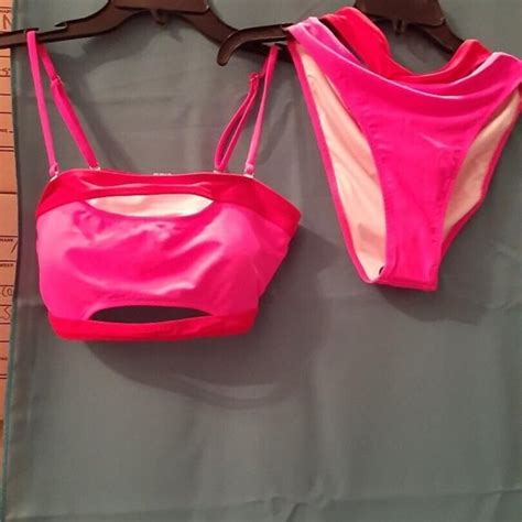 Hilinker Swim New Hilinker Bikini Pink And Red Two Pieces Push Up