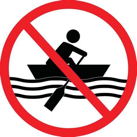 No Rowing Boats On White Background Water Safety Signs No Rowing