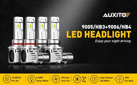 AUXITO 9005 9006 LED Bulbs Combo For Stock Halogen Replacement 24000LM