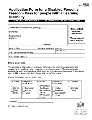 Fillable Online Rbkc Gov Application Form For A Disabled Person Rbkc