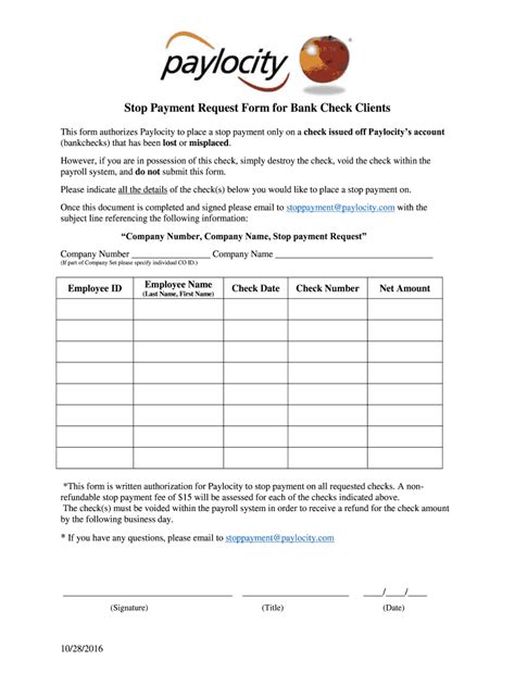 Stop Payment Confirmation Paylocity Resource Documents Fill And