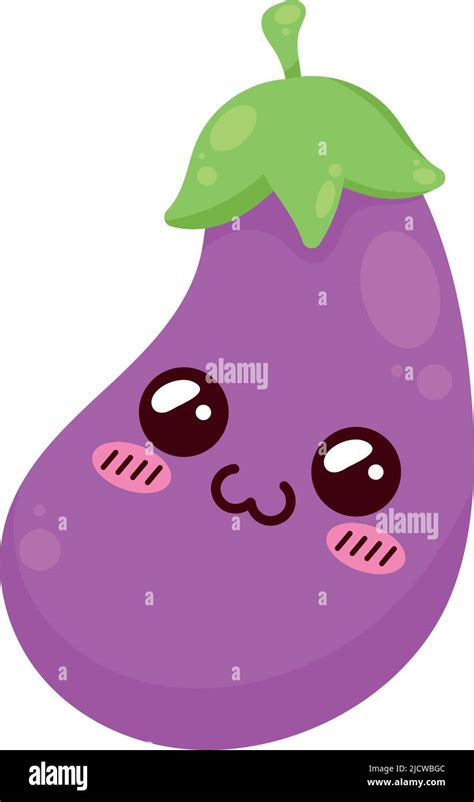 Eggplant Kawaii Vegetable Comic Character Stock Vector Image And Art Alamy