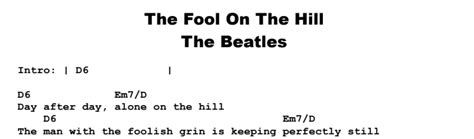 The Beatles The Fool On The Hill Guitar Lesson Tab Chords JGB