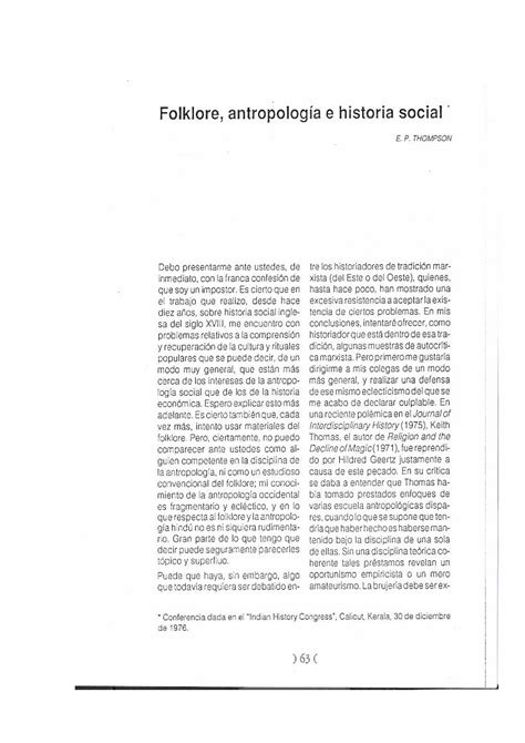 PDF Thompson Edward 1976 Folklore Antropolog A E Historia Social