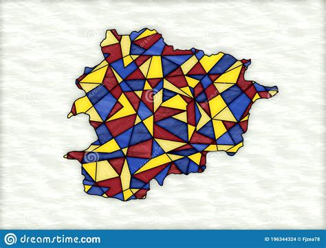 Stained Glass Style Design For Decoration With The Shape Of The Territory Of Andorra Stock