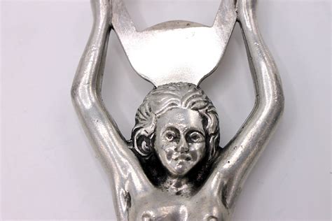 Vintage Pewter Nude Woman Bottle Opener Etsy