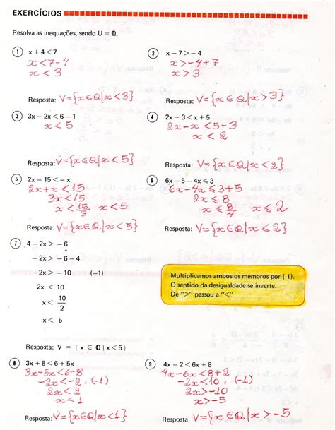 Inequação Do 1 Grau Exercicios 7 Ano Respostas REVOEDUCA