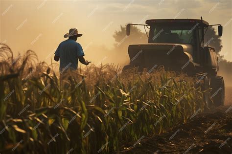 Premium AI Image | A farmer driving a tractor in a field