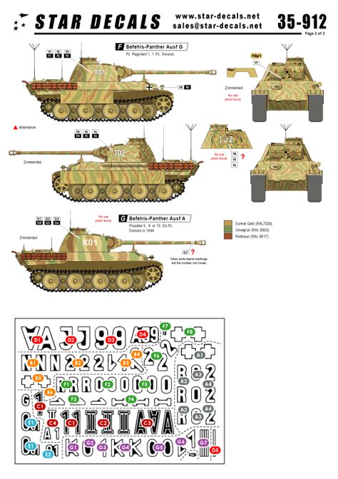 Star Decals Befehls Panther Ausf A And G Ww Germany