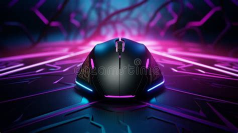 Glow Neon Modern Futuristic with Mouse Gaming. Generative Ai Stock ...