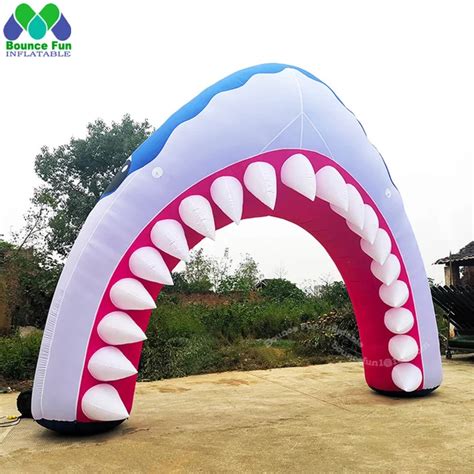 Custom Outdoor Activity Inflatable Shark Mouth Arch With Blower