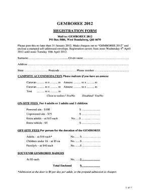 Fillable Online Campers Registration Form A Australian Federation Of