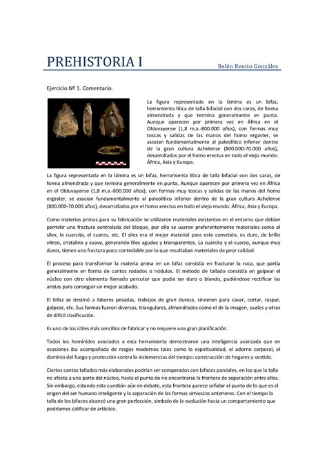 Prehistoria I Primera Prueba De Evaluaci N Continua Pec Ejercicio Y